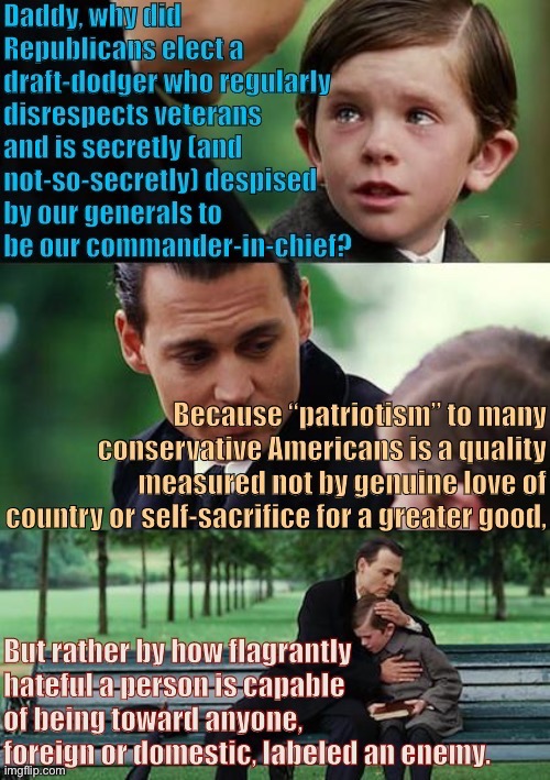 Whaddya think conservatives? Thoughts? | image tagged in conservative hypocrisy,patriotism,patriots,conservative logic,trump supporters,trump is an asshole | made w/ Imgflip meme maker