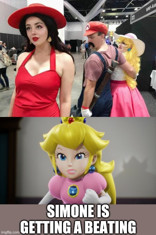 SIMONE IS GETTING A BEATING | image tagged in memes,super mario,distracted boyfriend,princess peach | made w/ Imgflip meme maker