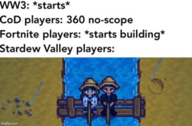 It’s a shame... | image tagged in stardew valley,call of duty,fortnite,ww3 | made w/ Imgflip meme maker