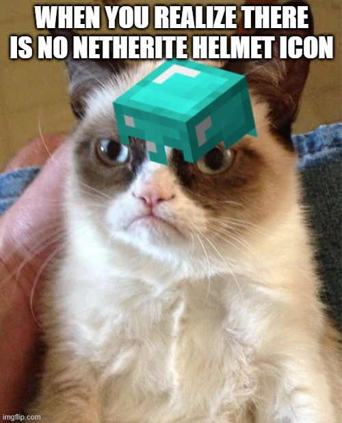 Wow, Imigflip | WHEN YOU REALIZE THERE IS NO NETHERITE HELMET ICON | image tagged in great job | made w/ Imgflip meme maker