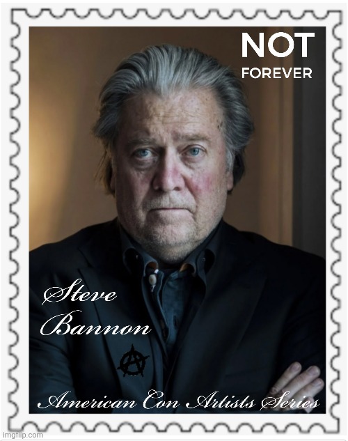 Con Artists Stamp Series Banned Bannon | image tagged in bannon,stamp,con | made w/ Imgflip meme maker