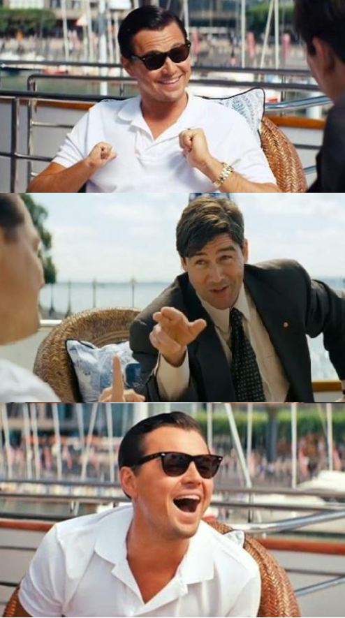 Wolf of wall street flipped Blank Meme Template