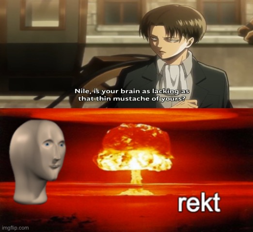 levi is savage | image tagged in rekt w/text | made w/ Imgflip meme maker