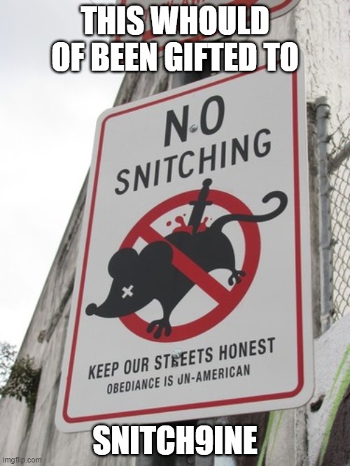 No Rats Allowed | THIS WHOULD OF BEEN GIFTED TO; SNITCH9INE | image tagged in no rats allowed | made w/ Imgflip meme maker