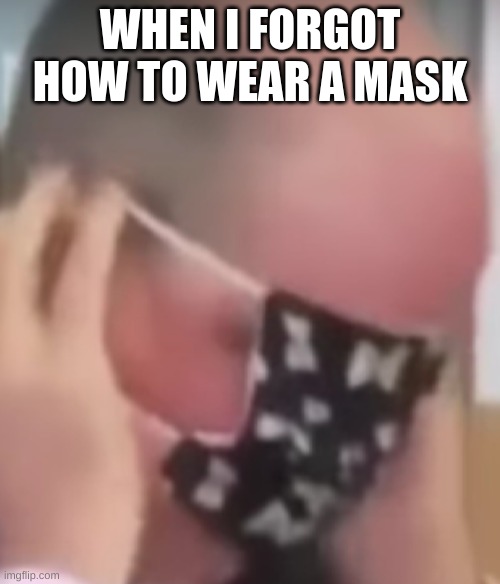 how do you do this again? | WHEN I FORGOT HOW TO WEAR A MASK | image tagged in mask | made w/ Imgflip meme maker