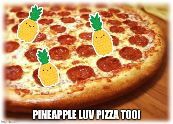 Coming out pizza  | PINEAPPLE LUV PIZZA TOO! | image tagged in coming out pizza | made w/ Imgflip meme maker