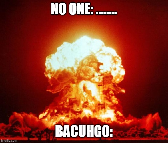 Nuke | NO ONE: ........ BACUHGO: | image tagged in nuke | made w/ Imgflip meme maker