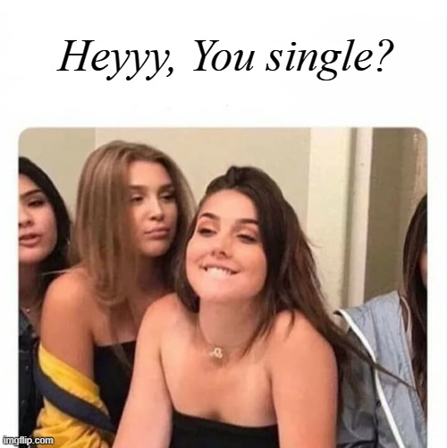 horny girl | Heyyy, You single? | image tagged in horny girl | made w/ Imgflip meme maker