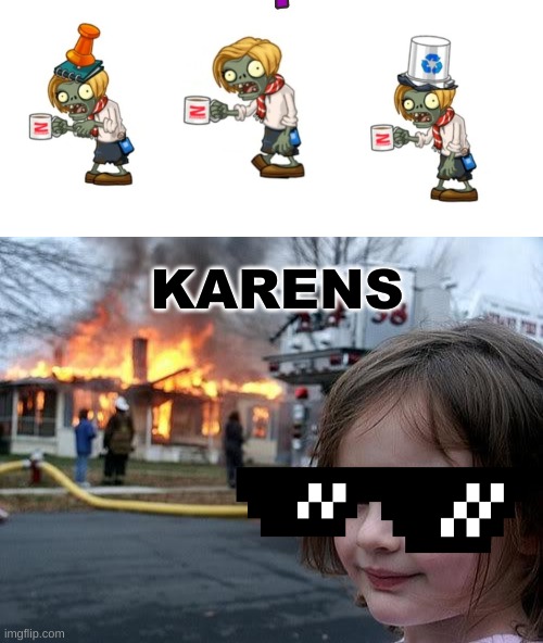 Karen pvz | KARENS | image tagged in plants vs zombies,karen,house fire | made w/ Imgflip meme maker