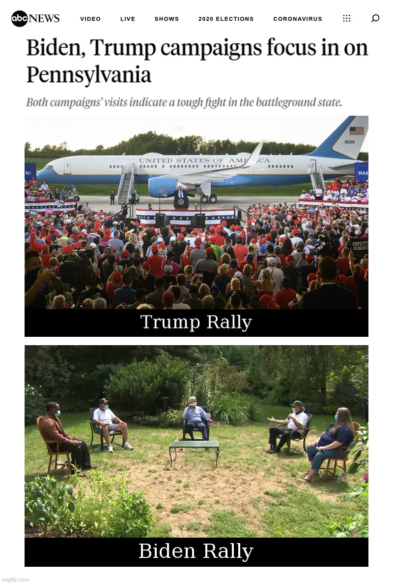 Trump and Biden Campaign in Pennsylvania | image tagged in trump,rally,joe biden,tea time,pennsylvania,presidential race | made w/ Imgflip meme maker
