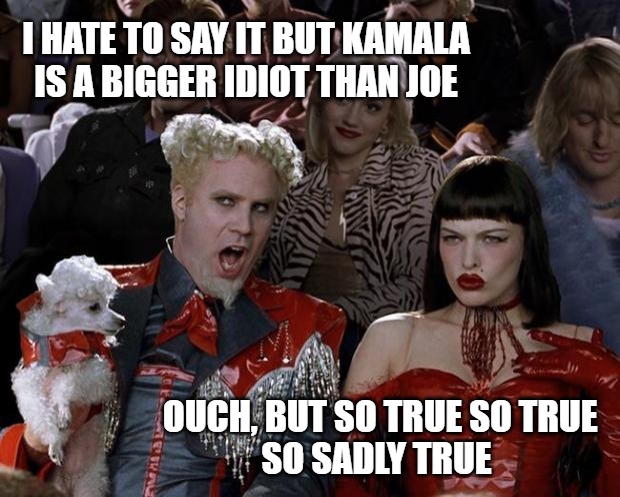 Things that are sad | I HATE TO SAY IT BUT KAMALA
IS A BIGGER IDIOT THAN JOE; OUCH, BUT SO TRUE SO TRUE
SO SADLY TRUE | image tagged in memes,funny,fun,biden,kamals,2020 | made w/ Imgflip meme maker