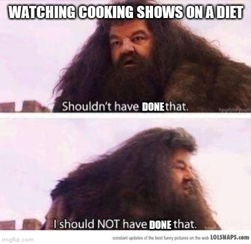 I shouldn't have said that | WATCHING COOKING SHOWS ON A DIET; DONE; DONE | image tagged in i shouldn't have said that | made w/ Imgflip meme maker