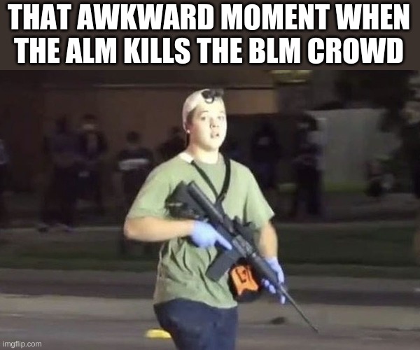 Kyle Rittenhouse | THAT AWKWARD MOMENT WHEN THE ALM KILLS THE BLM CROWD | image tagged in kyle rittenhouse | made w/ Imgflip meme maker