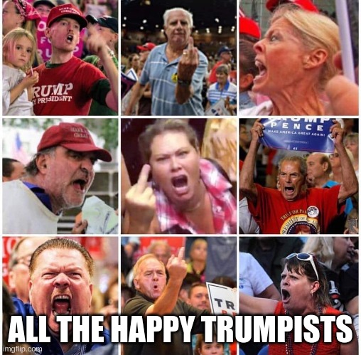 Triggered Trump supporters | ALL THE HAPPY TRUMPISTS | image tagged in triggered trump supporters | made w/ Imgflip meme maker