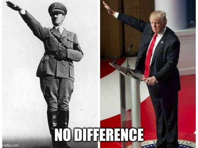 Hitler Trump salute | NO DIFFERENCE | image tagged in hitler trump salute | made w/ Imgflip meme maker