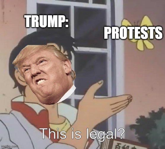 Is This A Pigeon | TRUMP:; PROTESTS; This is legal? | image tagged in memes,is this a pigeon | made w/ Imgflip meme maker