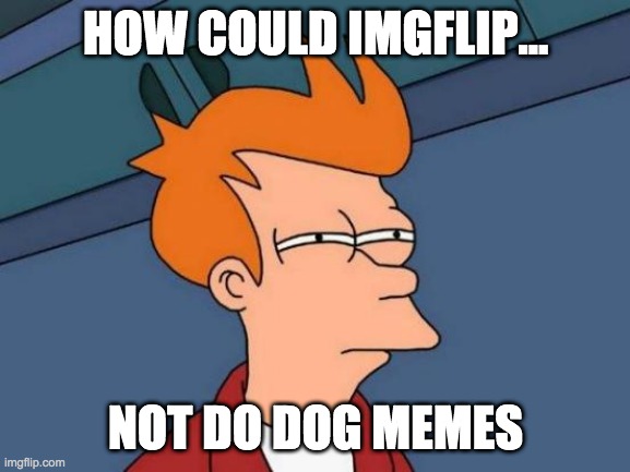 Futurama Fry | HOW COULD IMGFLIP... NOT DO DOG MEMES | image tagged in memes,futurama fry | made w/ Imgflip meme maker