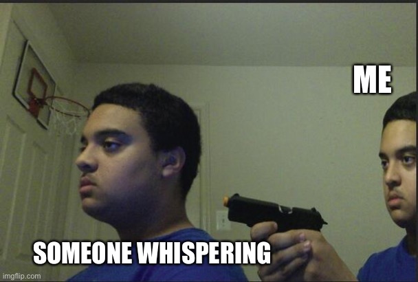 Trust Nobody, Not Even Yourself | ME; SOMEONE WHISPERING | image tagged in trust nobody not even yourself | made w/ Imgflip meme maker