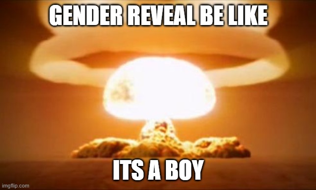 Nuclear Explosion | GENDER REVEAL BE LIKE; ITS A BOY | image tagged in nuclear explosion | made w/ Imgflip meme maker