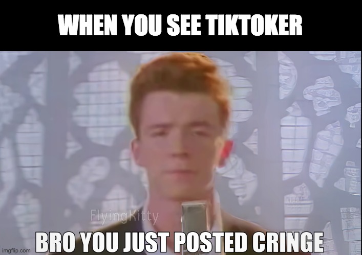 say good bye | WHEN YOU SEE TIKTOKER | image tagged in bro you just posted cringe rick astley | made w/ Imgflip meme maker