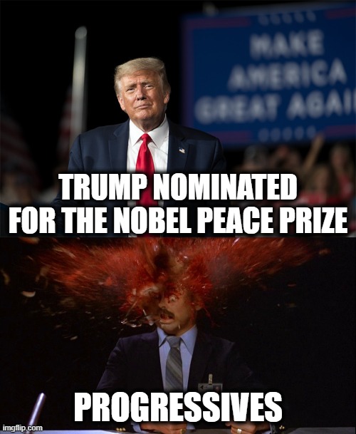 Unlike obama, he actually did something for it. | TRUMP NOMINATED FOR THE NOBEL PEACE PRIZE; PROGRESSIVES | image tagged in memes,stupid liberals,trump,nobel peace prize | made w/ Imgflip meme maker