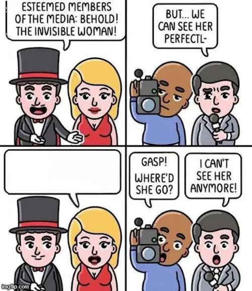 Disappearing woman | image tagged in invisible woman,disappearing | made w/ Imgflip meme maker