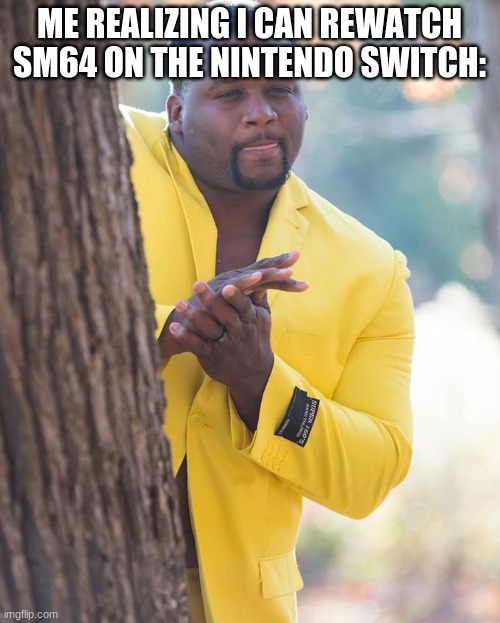 Anthony Adams Rubbing Hands | ME REALIZING I CAN REWATCH SM64 ON THE NINTENDO SWITCH: | image tagged in anthony adams rubbing hands | made w/ Imgflip meme maker