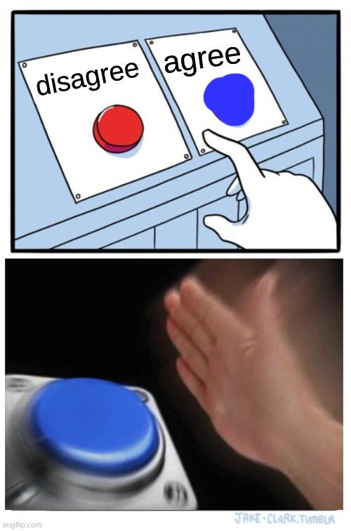 Two Buttons Meme | disagree agree | image tagged in memes,two buttons | made w/ Imgflip meme maker