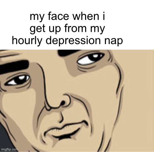 thanks to Znoflats on MemeCenter who made this template. | my face when i get up from my hourly depression nap | made w/ Imgflip meme maker