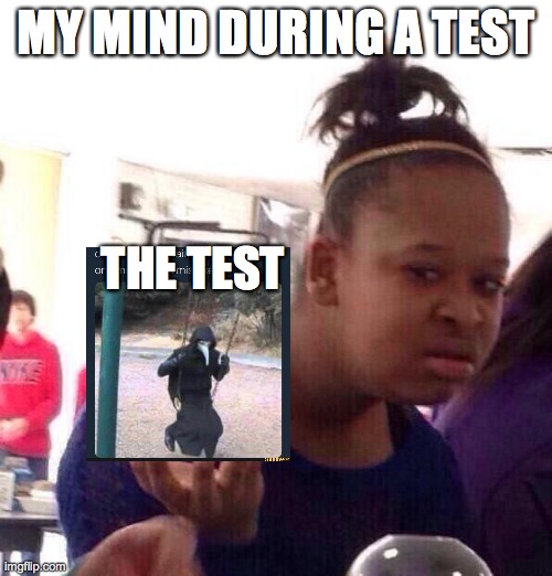 Black Girl Wat Meme | MY MIND DURING A TEST; THE TEST | image tagged in memes,black girl wat | made w/ Imgflip meme maker