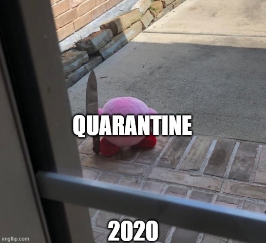 Kirby With A Knife | QUARANTINE; 2020 | image tagged in kirby with a knife | made w/ Imgflip meme maker