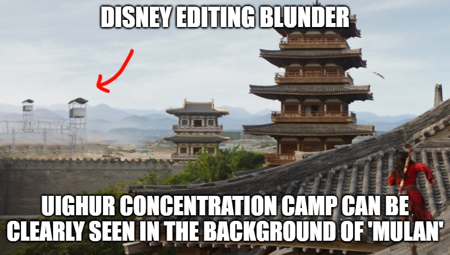 They love them some Chinese money | DISNEY EDITING BLUNDER; UIGHUR CONCENTRATION CAMP CAN BE CLEARLY SEEN IN THE BACKGROUND OF 'MULAN' | image tagged in mulan,memes,fun,funny,2020,china | made w/ Imgflip meme maker