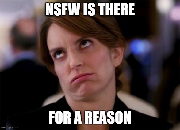 eye roll | NSFW IS THERE FOR A REASON | image tagged in eye roll | made w/ Imgflip meme maker