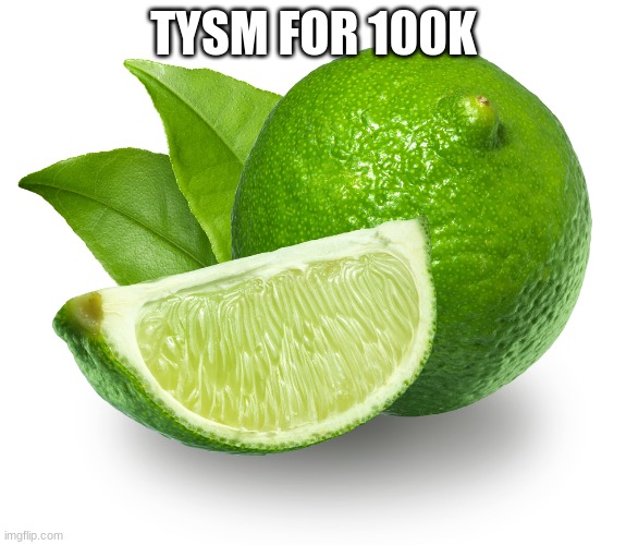What reveal should I do for 100k hmmmm | TYSM FOR 100K | image tagged in lime | made w/ Imgflip meme maker