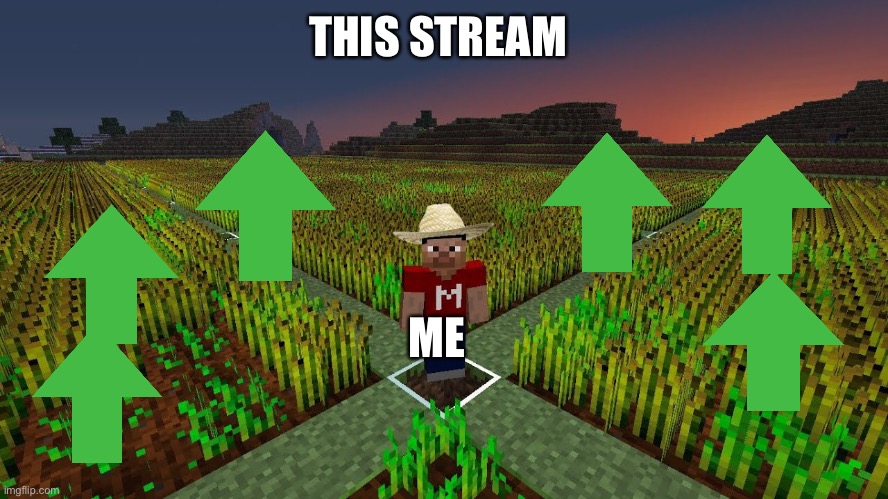 Get me to 100k! | THIS STREAM; ME | image tagged in farmer,minecraft,points | made w/ Imgflip meme maker