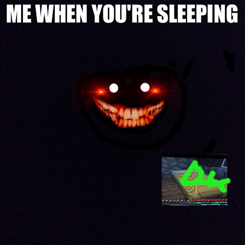 Me when you can't sleep cause there's mobs but there's no mobs | ME WHEN YOU'RE SLEEPING | image tagged in black screen | made w/ Imgflip meme maker
