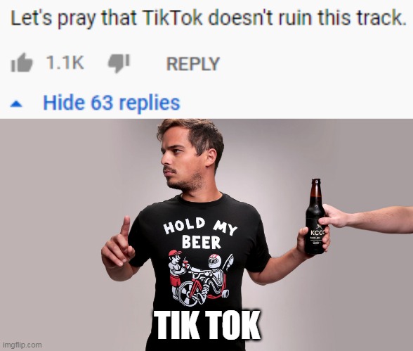 Tik Tok Pls No | TIK TOK | image tagged in hold my beer | made w/ Imgflip meme maker