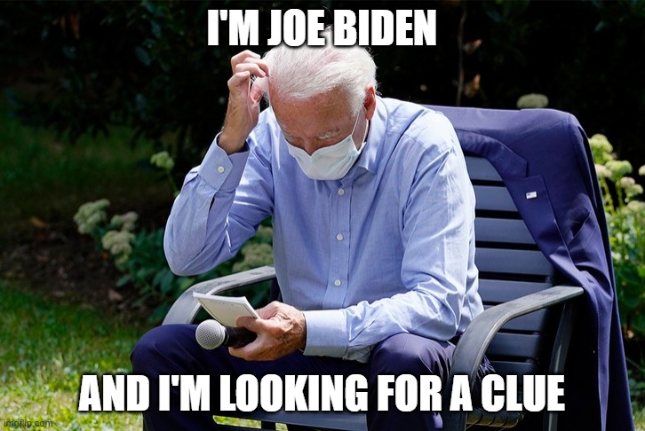 Clueless Biden | I'M JOE BIDEN; AND I'M LOOKING FOR A CLUE | image tagged in biden,creepy joe biden | made w/ Imgflip meme maker