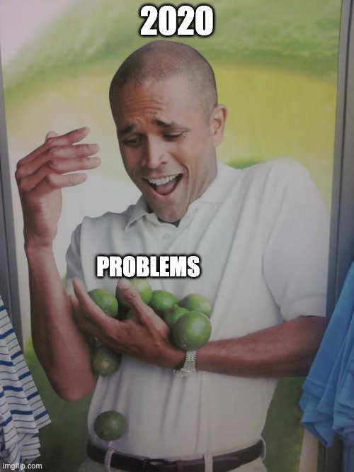 Yes | 2020; PROBLEMS | image tagged in memes,why can't i hold all these limes | made w/ Imgflip meme maker