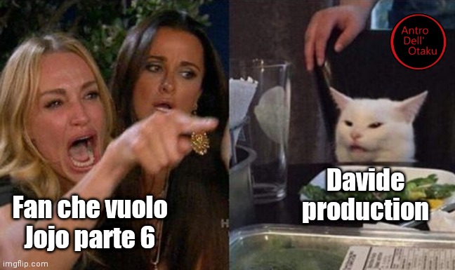 Gatto schifomadò | Davide production; Fan che vuole Jojo parte 6 | image tagged in gatto schifomad | made w/ Imgflip meme maker