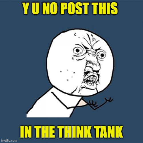 Y U No Meme | Y U NO POST THIS IN THE THINK TANK | image tagged in memes,y u no | made w/ Imgflip meme maker