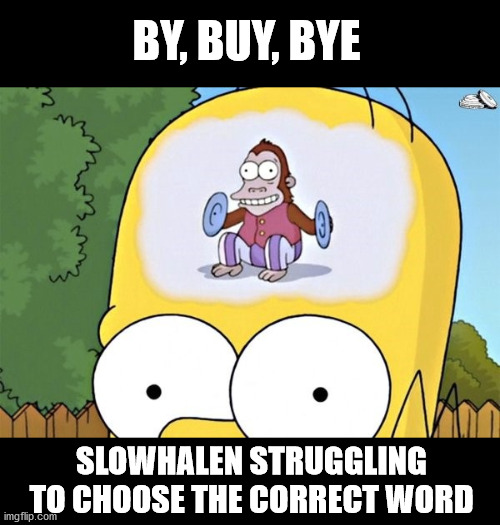 BY, BUY, BYE SLOWHALEN STRUGGLING TO CHOOSE THE CORRECT WORD | made w/ Imgflip meme maker