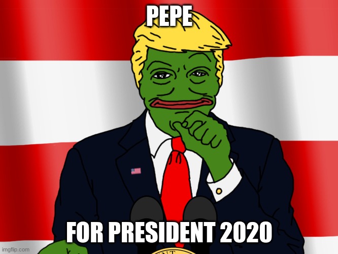 pepe for president | PEPE; FOR PRESIDENT 2020 | image tagged in pepe | made w/ Imgflip meme maker