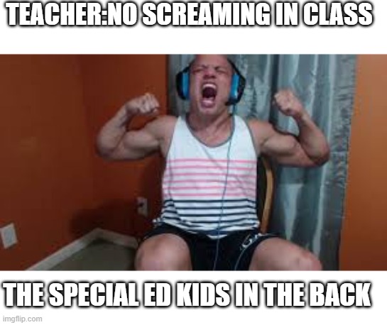 Only school kids know | TEACHER:NO SCREAMING IN CLASS; THE SPECIAL ED KIDS IN THE BACK | image tagged in lol | made w/ Imgflip meme maker