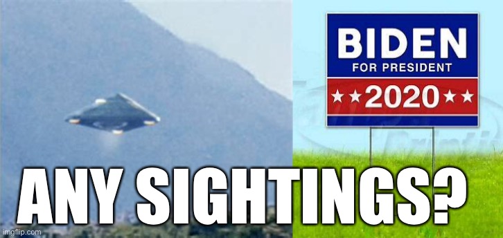 UFO sightings more common than Biden signs | ANY SIGHTINGS? | image tagged in biden,ufo,rare,loser,democrat | made w/ Imgflip meme maker