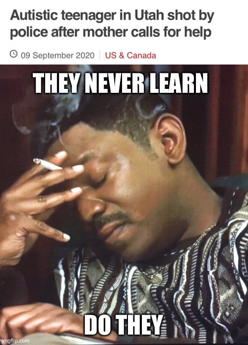 This is why police shouldn’t handle mental health calls. |  THEY NEVER LEARN; DO THEY | image tagged in mekhi phifer,police brutality,defund the police,mental health,autism | made w/ Imgflip meme maker