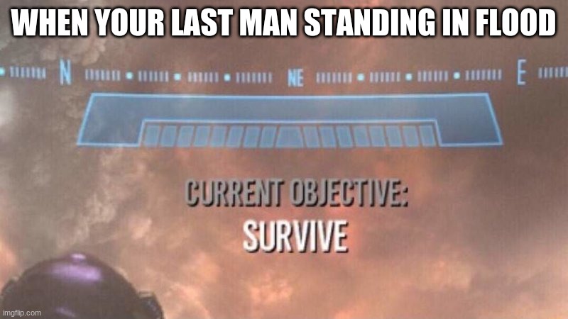 who remembers how stressful it was? | WHEN YOUR LAST MAN STANDING IN FLOOD | image tagged in current objective survive | made w/ Imgflip meme maker