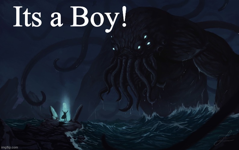 Summoning world-destroying abominations for gender reveal parties is generally not recommended | Its a Boy! | image tagged in summoning cthulhu,memes,gender reveal parties,cthulhu | made w/ Imgflip meme maker