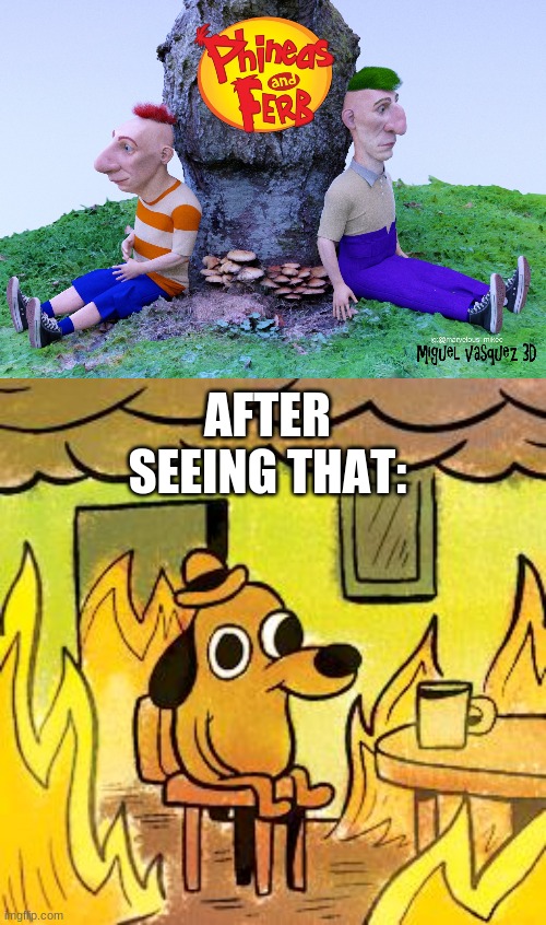 my eyes | AFTER SEEING THAT: | image tagged in dog in burning house | made w/ Imgflip meme maker