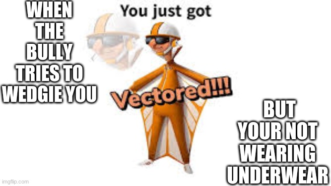 Oh YEAH | WHEN THE BULLY TRIES TO WEDGIE YOU; BUT YOUR NOT WEARING UNDERWEAR | image tagged in yeet | made w/ Imgflip meme maker